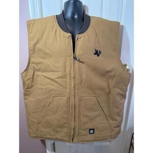 Berne Full Zip Workmans Duck Vest Mens 3XL Quilted Lined Brown Cotton V812BD